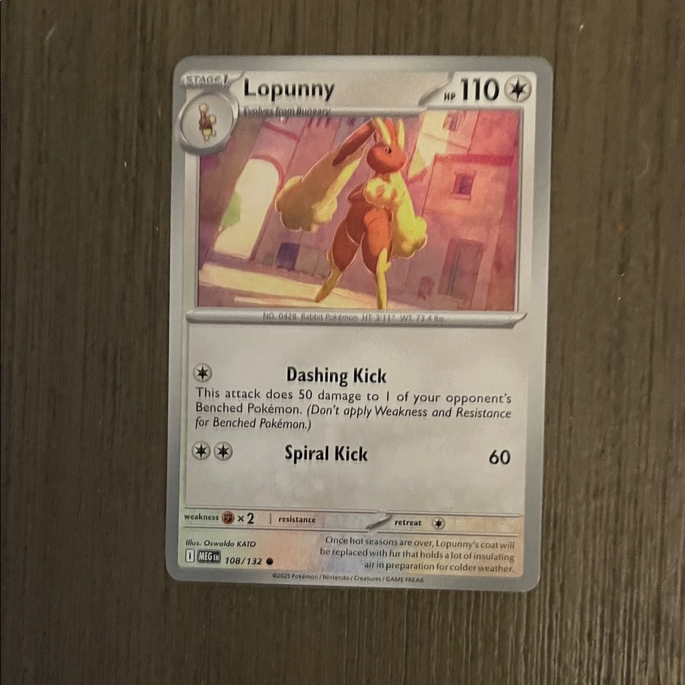 Pokemon Lopunny Card - Red and Yellow